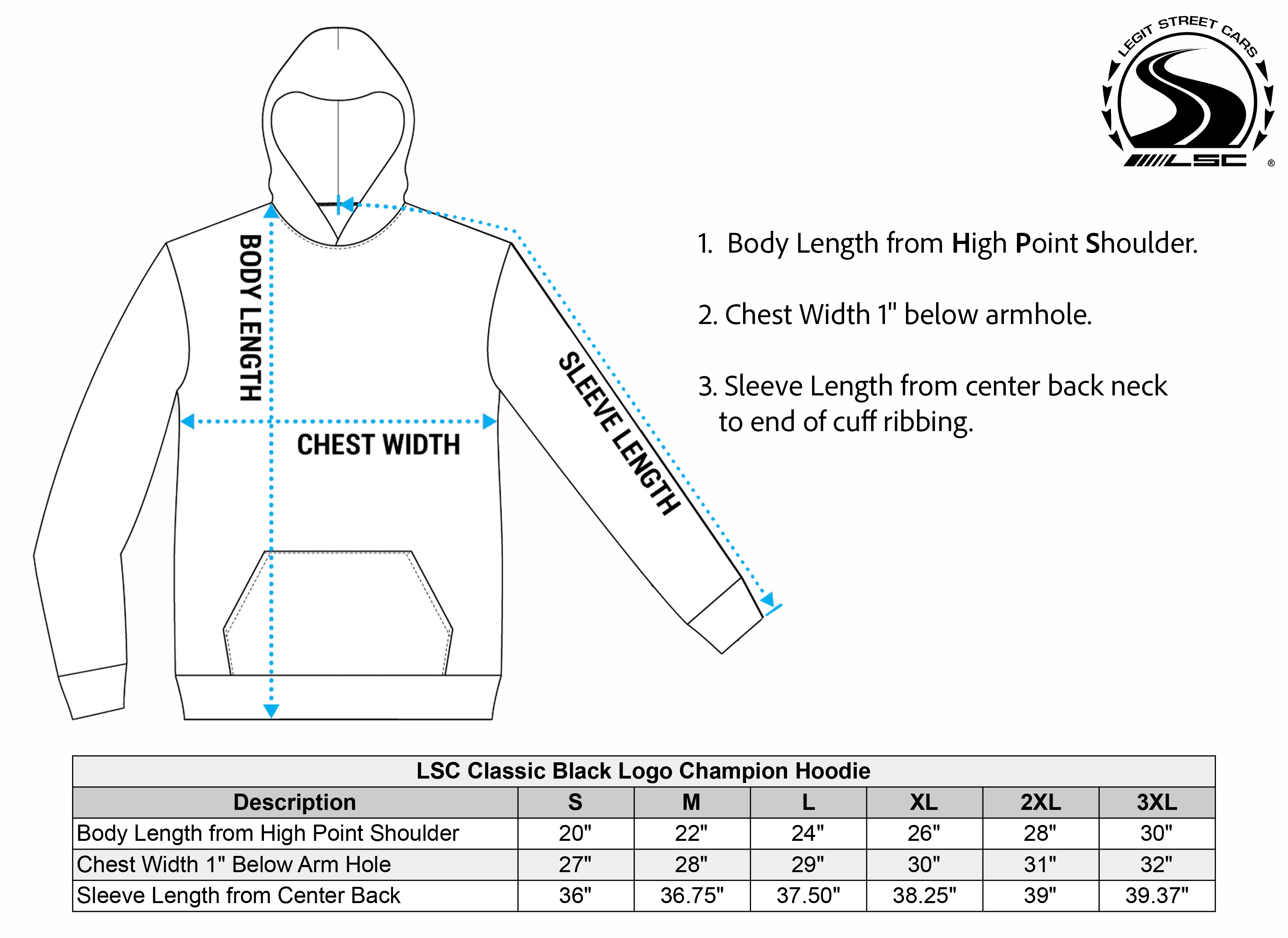 LSC Classic Black Logo Champion Hoodie